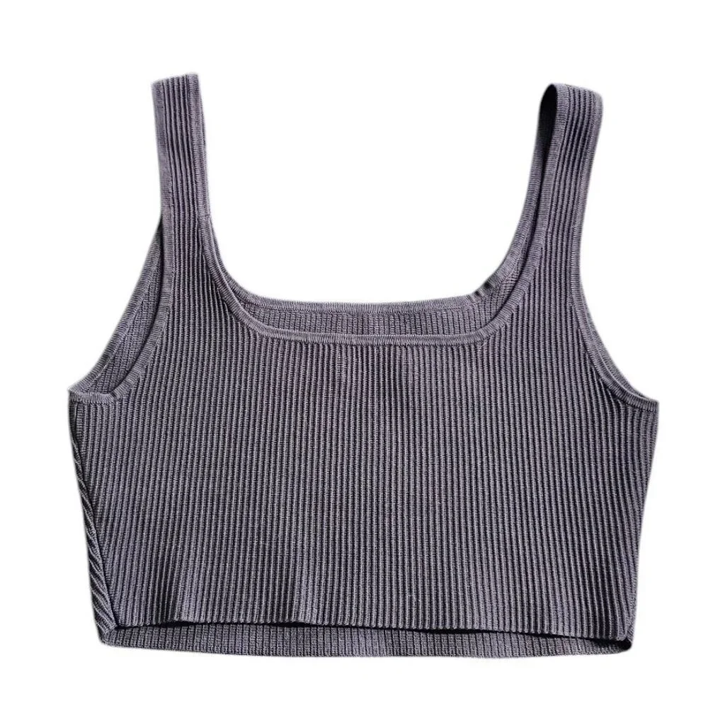 Aritzia Babaton Sculpt Knit Crop Tank Top, Ribbed, Stretch, Thick, Grey, Size M - Picture 2 of 8